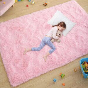 Ultra Soft Pink Rugs for Bedroom 4x6 Feet, Fluffy Shag Area Rugs for Living Room